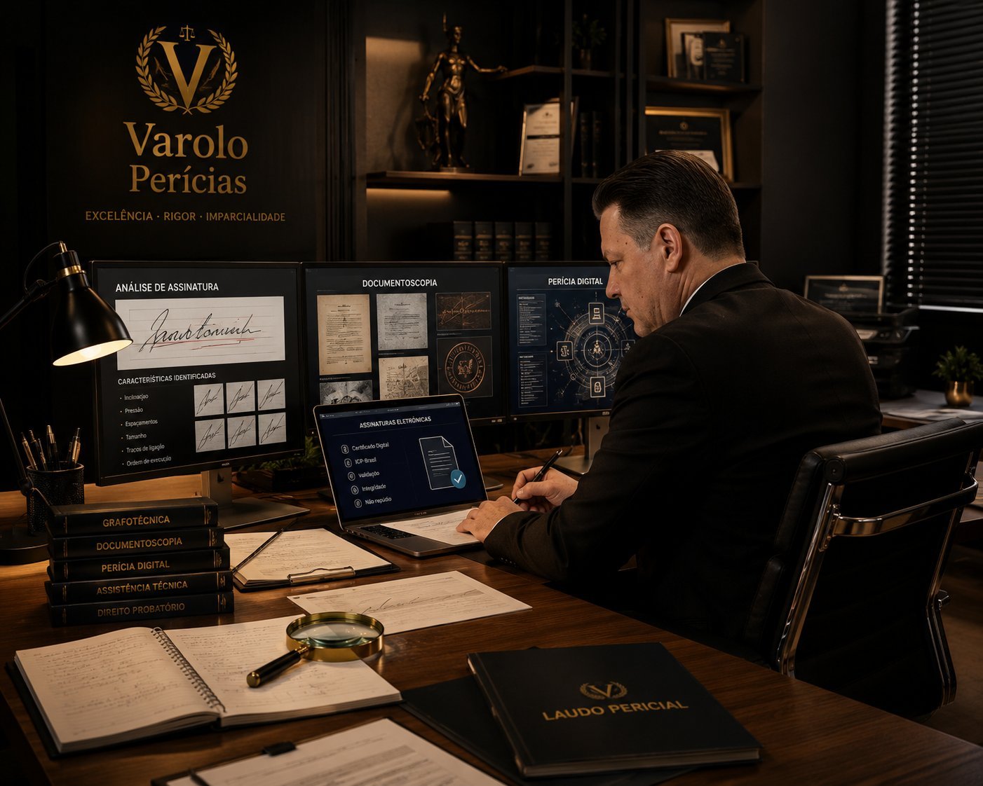 Marcio Varolo trabalhando no escritório
